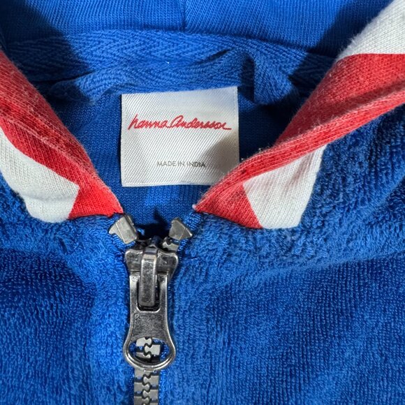 Hanna Andersson Kids Shark Hoodie In Sunsoft Terry Size 6-7 Beach Pool - Picture 5 of 6